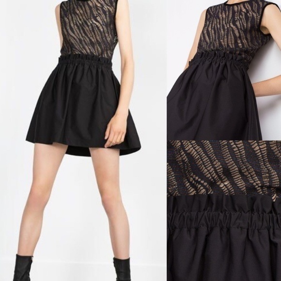 Zara NWT Black Cinched Waist Mini Skirt - Picture 2 of 3